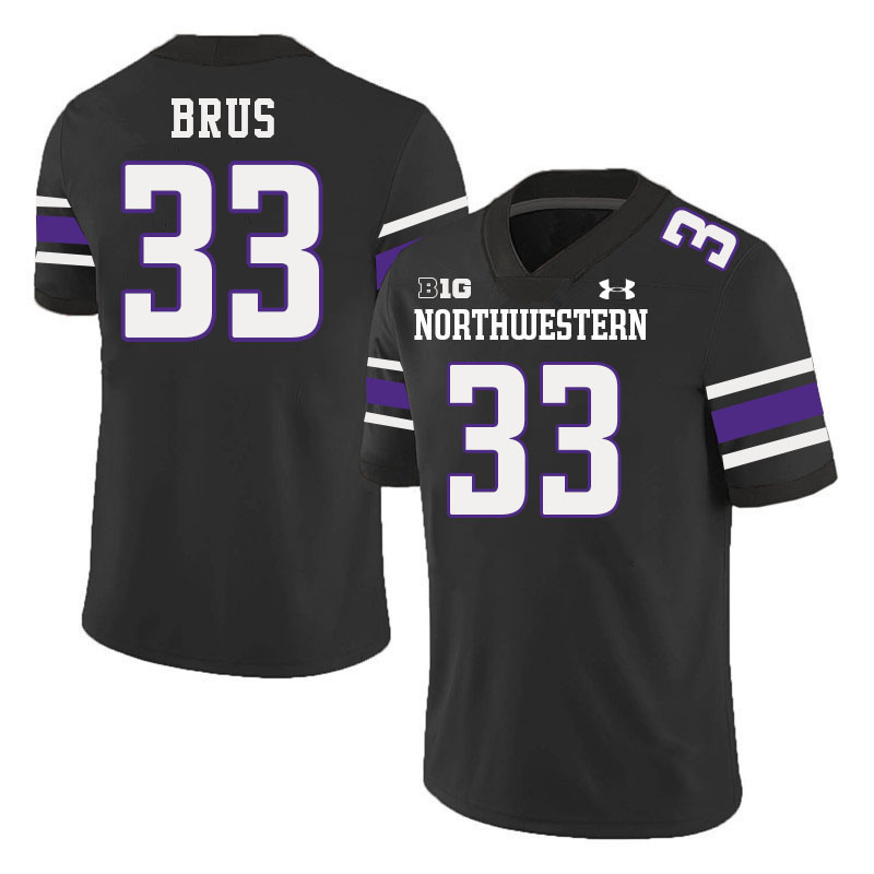 Northwestern Wildcats #33 Braydon Brus College Football Jerseys Stitched-Black